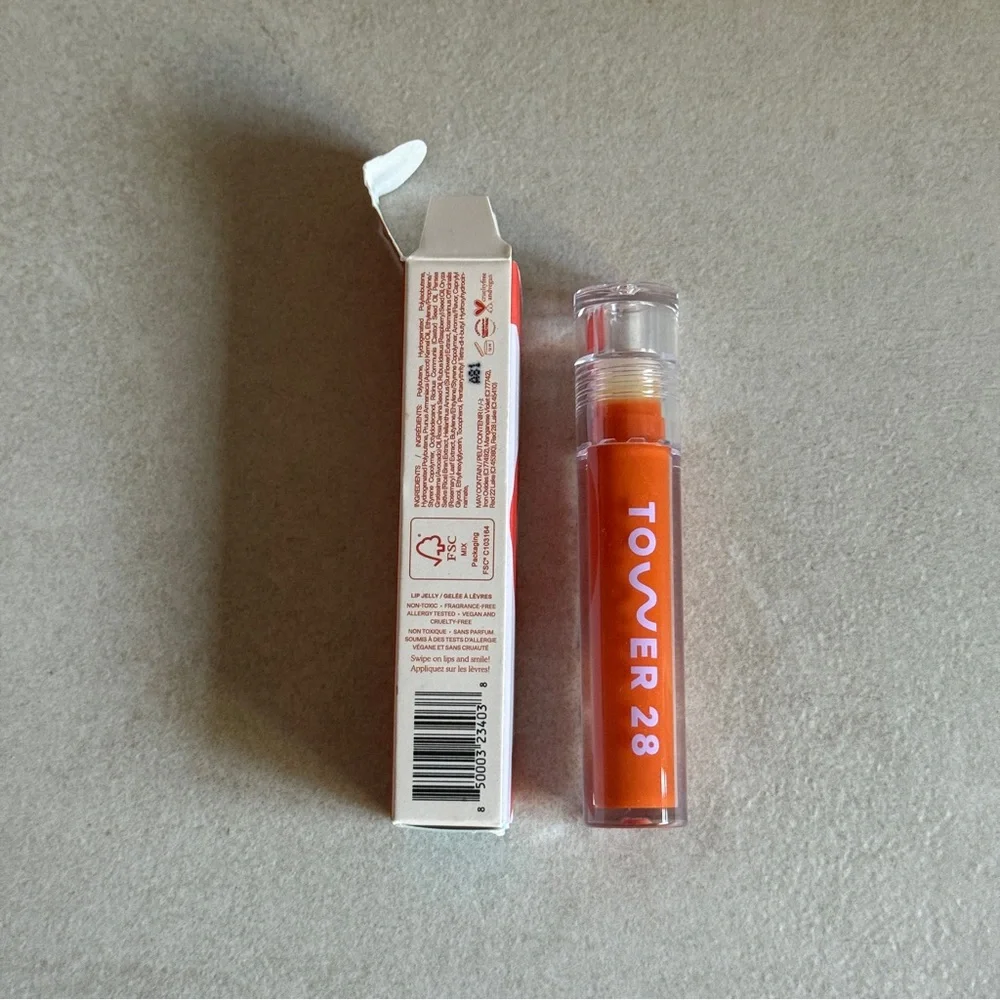 Tower 28 ShineOn Lip Jelly in Fire Sheer Orange 0.13 oz